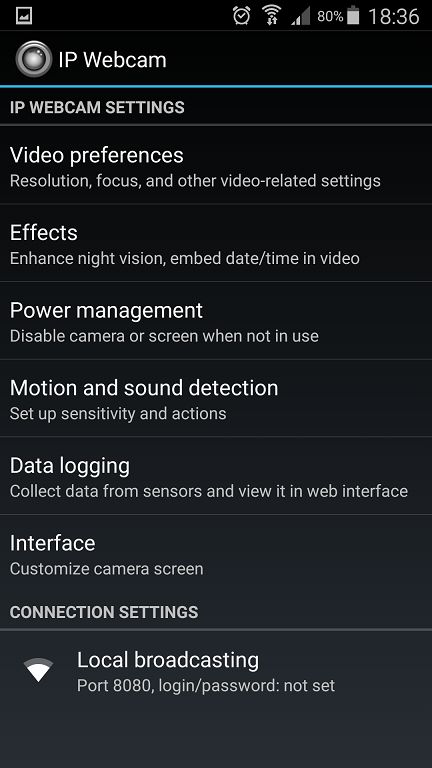 IP webcam aplicatie ce transforma telefonul Android intr-o camera web WiFi