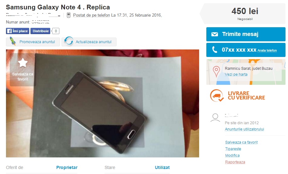 Samsung Galaxy Note 4 original versus clona/replica, comparatie si diferente