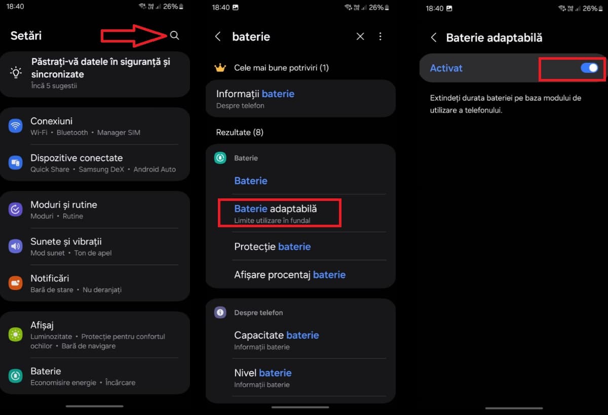 Bateria Samsung se descarcă repede, ghid rezolvare