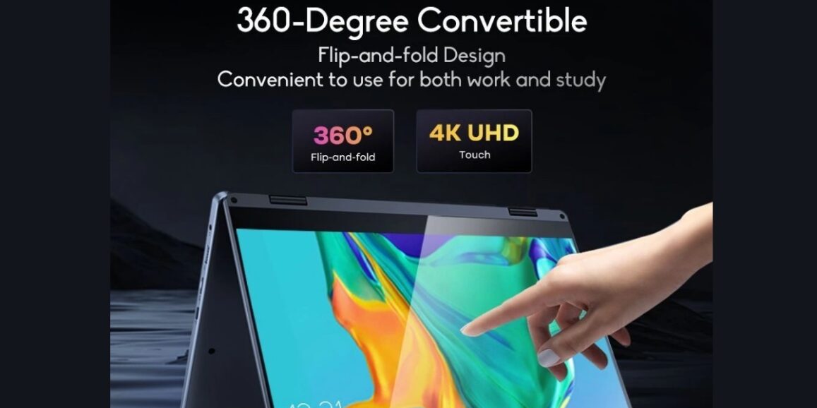 Laptop Ninkear N14 cu display touch 360 grade 4k si procesor Intel N95 la reducere