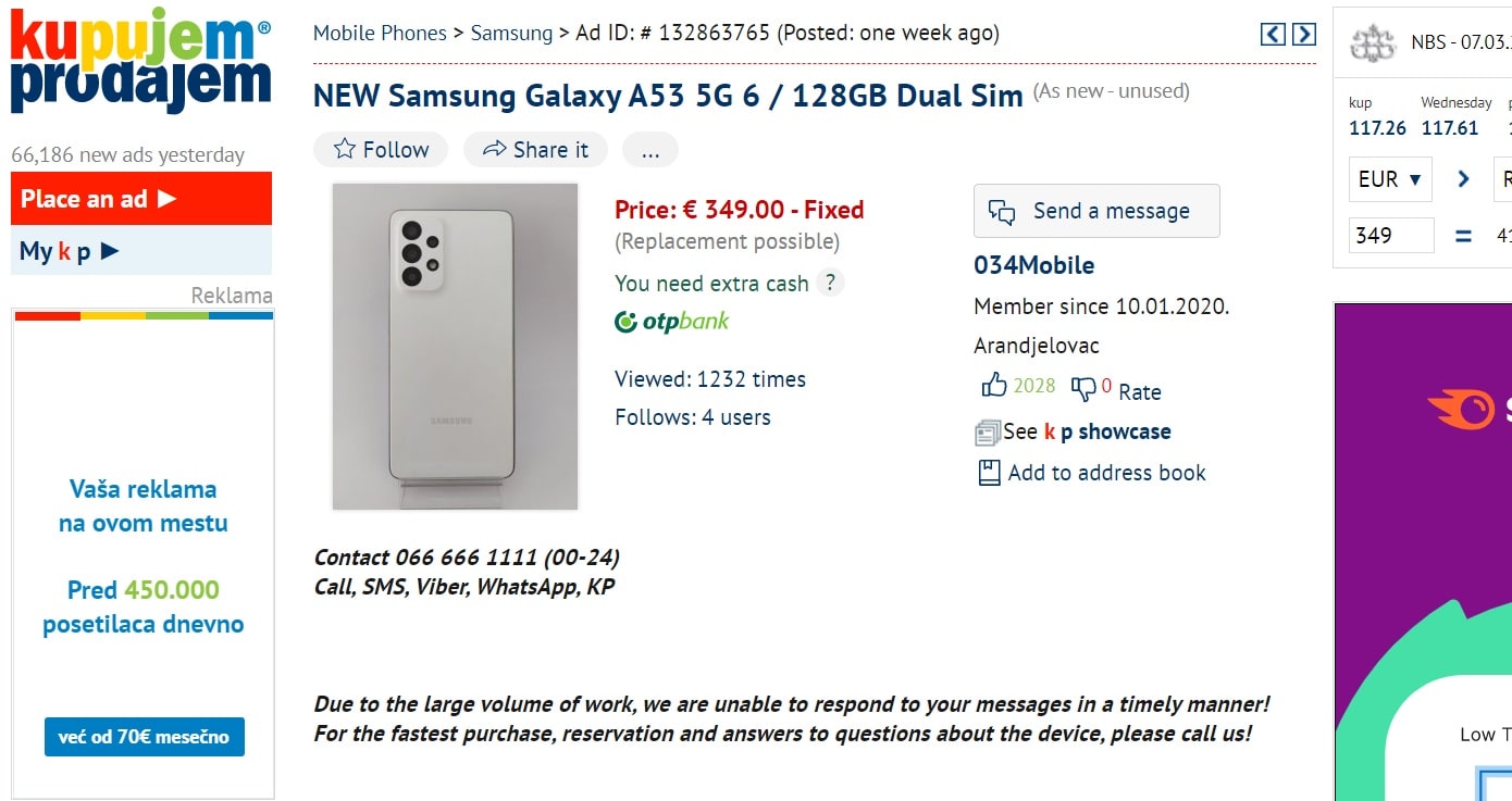 Samsung Galaxy A53 5G apare in magazine, iata pret