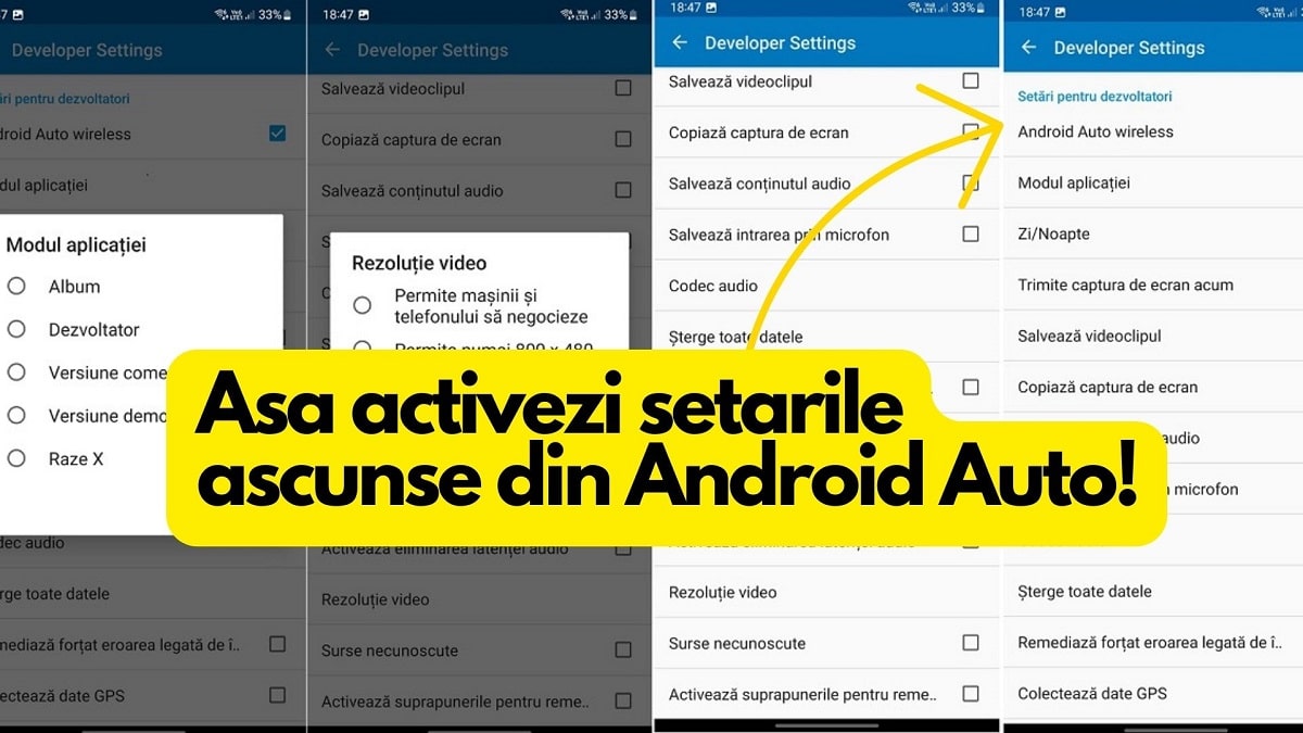 Setari secrete in aplicatia Android Auto cum ajungi in meniu