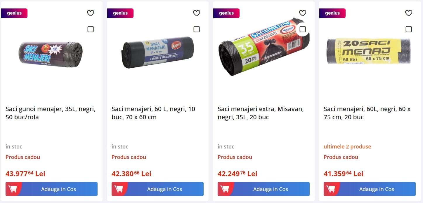 9000 de euro o rola de saci de gunoi pe eMag